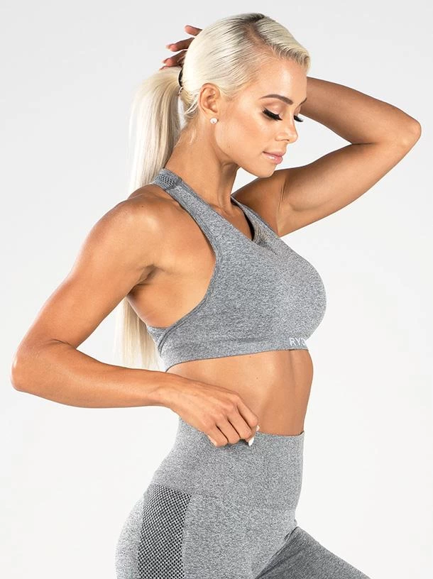 Ryderwear Seamless Sports Bra - Light Grey Marle 1 Ryderwear Seamless Sports Bra - Light Grey Marle