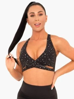 Ryderwear Lunar Luxe Sports Bra - Black -Ryderwear BLACK FOIL BRA 4 1000x1000 558367b2 e996 4dc5 9bf4 0e9dbced21c8