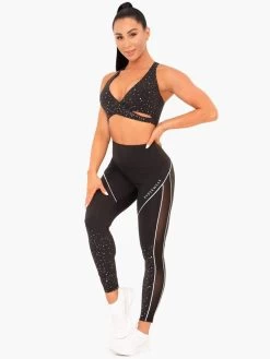 Ryderwear Lunar Luxe Sports Bra - Black -Ryderwear BLACK FOIL BRA 5 1000x1000 b3a32309 33d8 4679 8cce b01441ef4c09