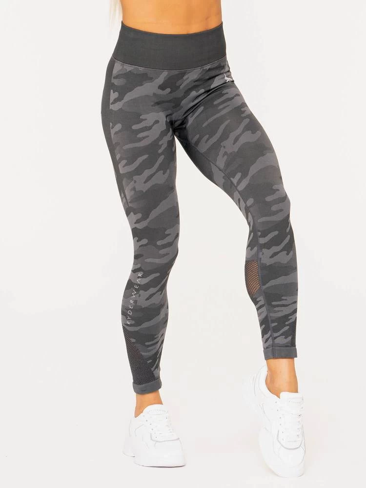 Ryderwear Camo Seamless High Waisted Leggings - Charcoal Camo 2 Ryderwear Camo Seamless High Waisted Leggings - Charcoal Camo - Image 2