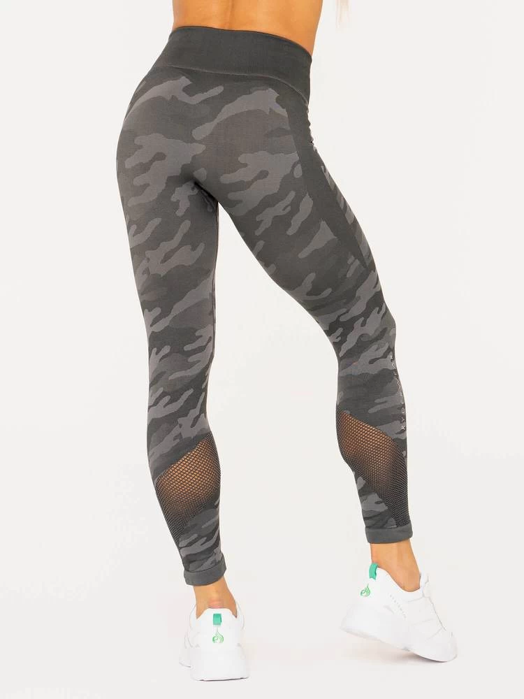 Ryderwear Camo Seamless High Waisted Leggings - Charcoal Camo 3 Ryderwear Camo Seamless High Waisted Leggings - Charcoal Camo - Image 3