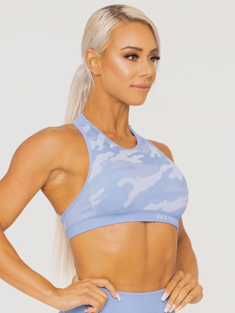 Ryderwear Camo Seamless Sports Bra - Blue Camo 3 Ryderwear Camo Seamless Sports Bra - Blue Camo - Image 3