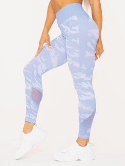 Ryderwear Camo Seamless High Waisted Leggings - Blue Camo