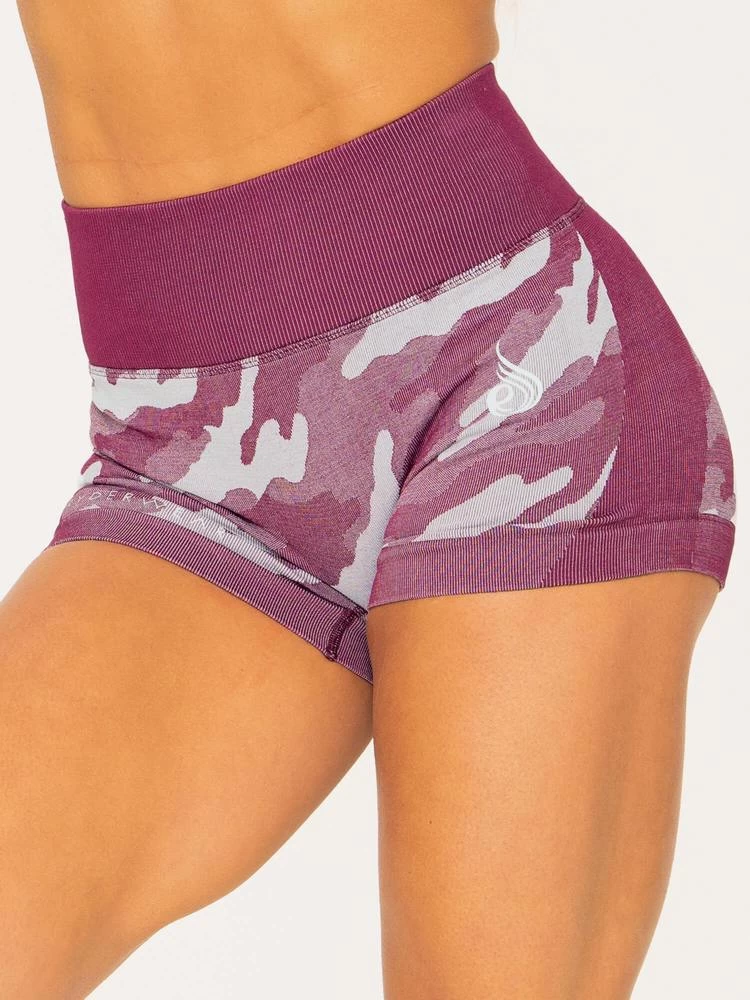 Ryderwear Camo Seamless Booty Shorts - Burgundy Camo 2 Ryderwear Camo Seamless Booty Shorts - Burgundy Camo - Image 2
