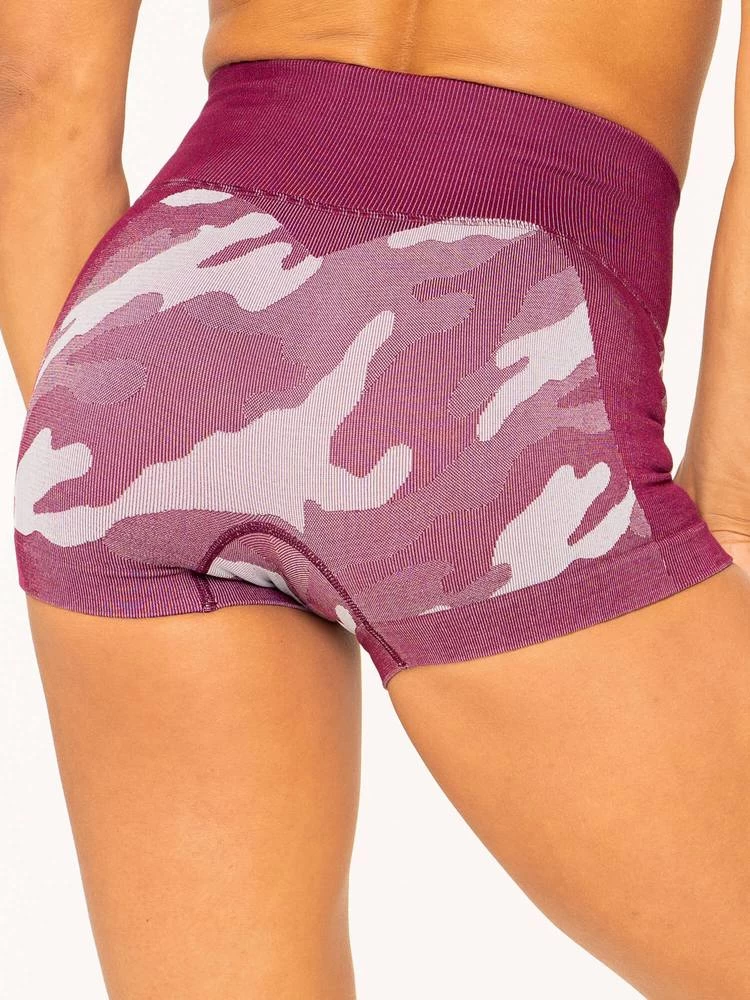 Ryderwear Camo Seamless Booty Shorts - Burgundy Camo 5 Ryderwear Camo Seamless Booty Shorts - Burgundy Camo - Image 5