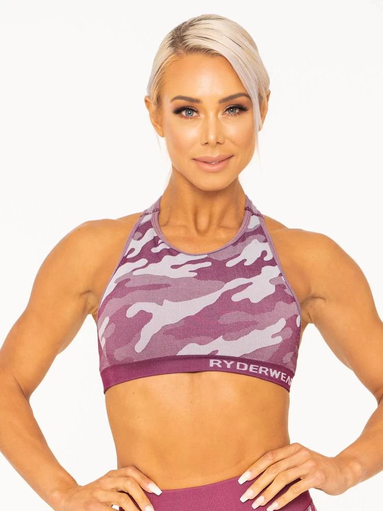 Ryderwear Camo Seamless Sports Bra - Burgundy Camo 5 Ryderwear Camo Seamless Sports Bra - Burgundy Camo - Image 5