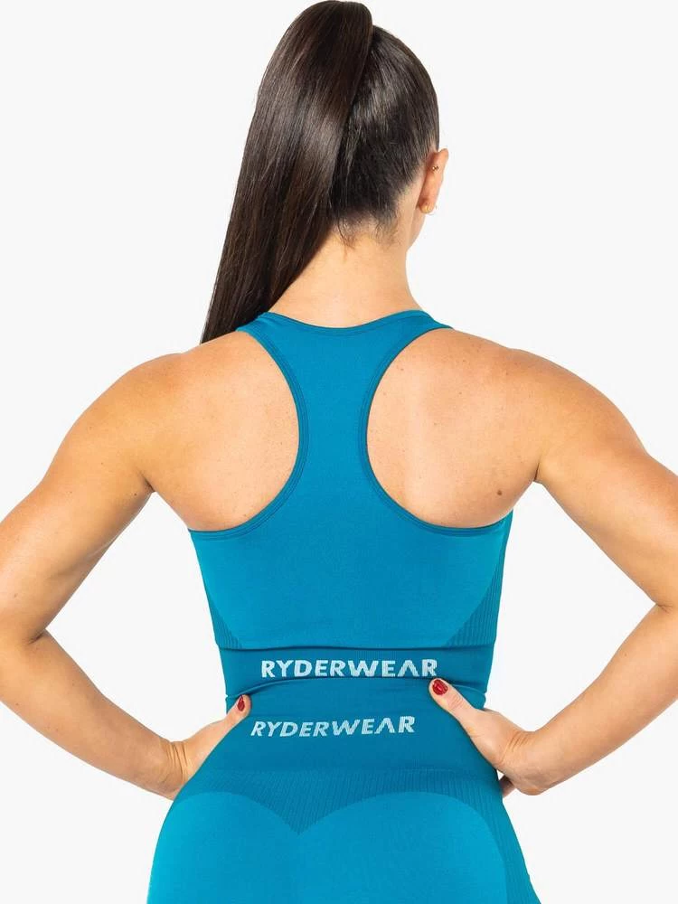 Ryderwear Electra Seamless Crop - Electric Blue 2 Ryderwear Electra Seamless Crop - Electric Blue - Image 2