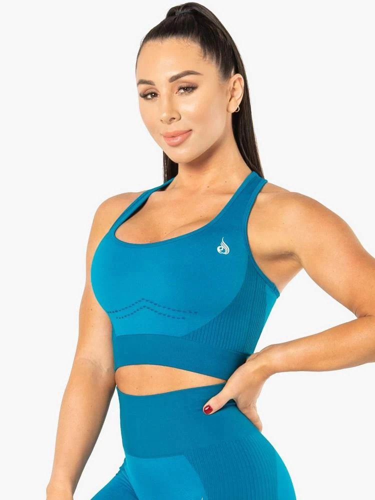 Ryderwear Electra Seamless Crop - Electric Blue 3 Ryderwear Electra Seamless Crop - Electric Blue - Image 3