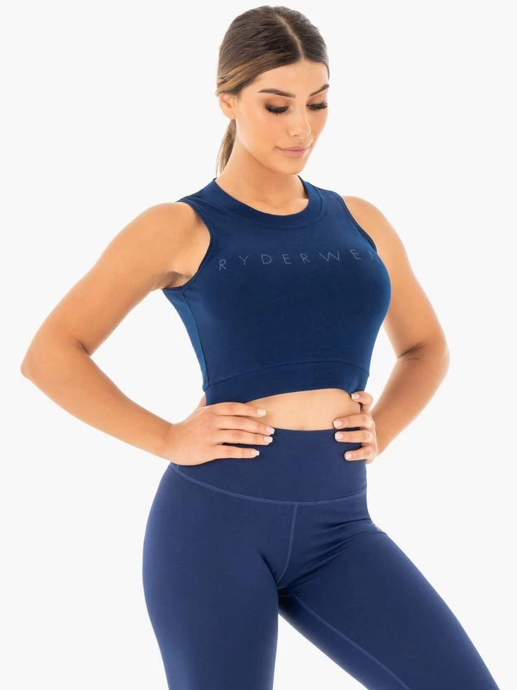 Ryderwear Motion Crop Top - Navy 4 Ryderwear Motion Crop Top - Navy - Image 4