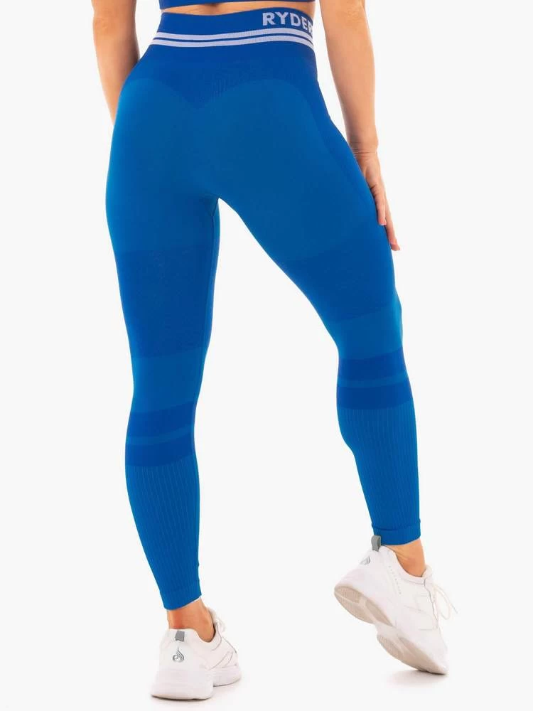Ryderwear Freestyle Seamless High Waisted Leggings - Blue 3 Ryderwear Freestyle Seamless High Waisted Leggings - Blue - Image 3