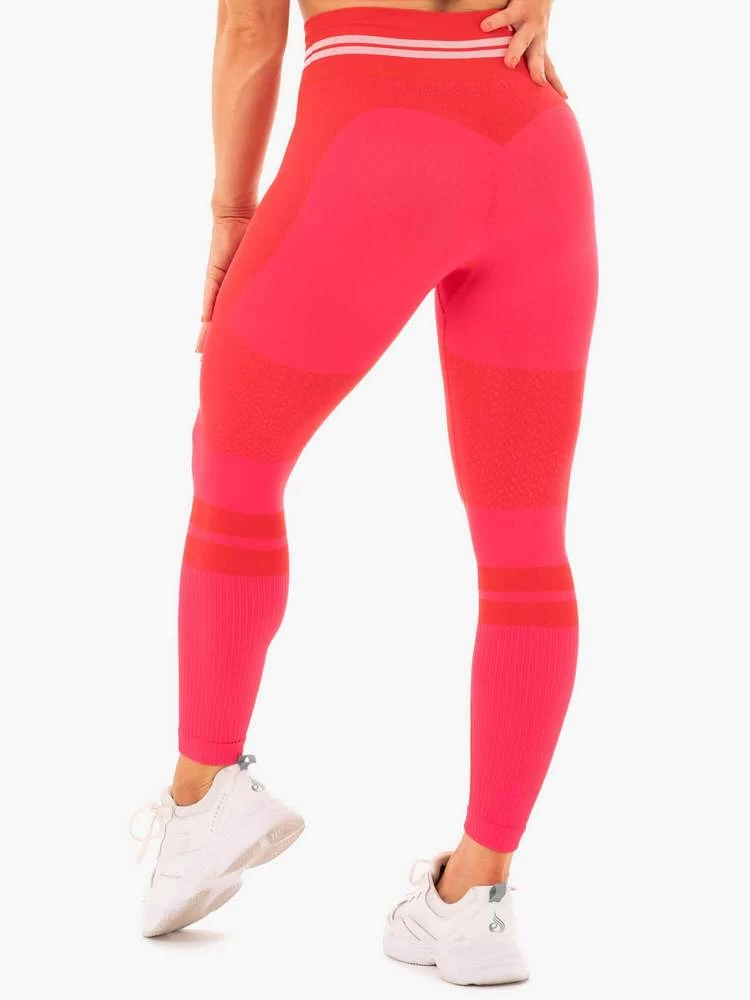 Ryderwear Freestyle Seamless High Waisted Leggings - Red 2 Ryderwear Freestyle Seamless High Waisted Leggings - Red - Image 2