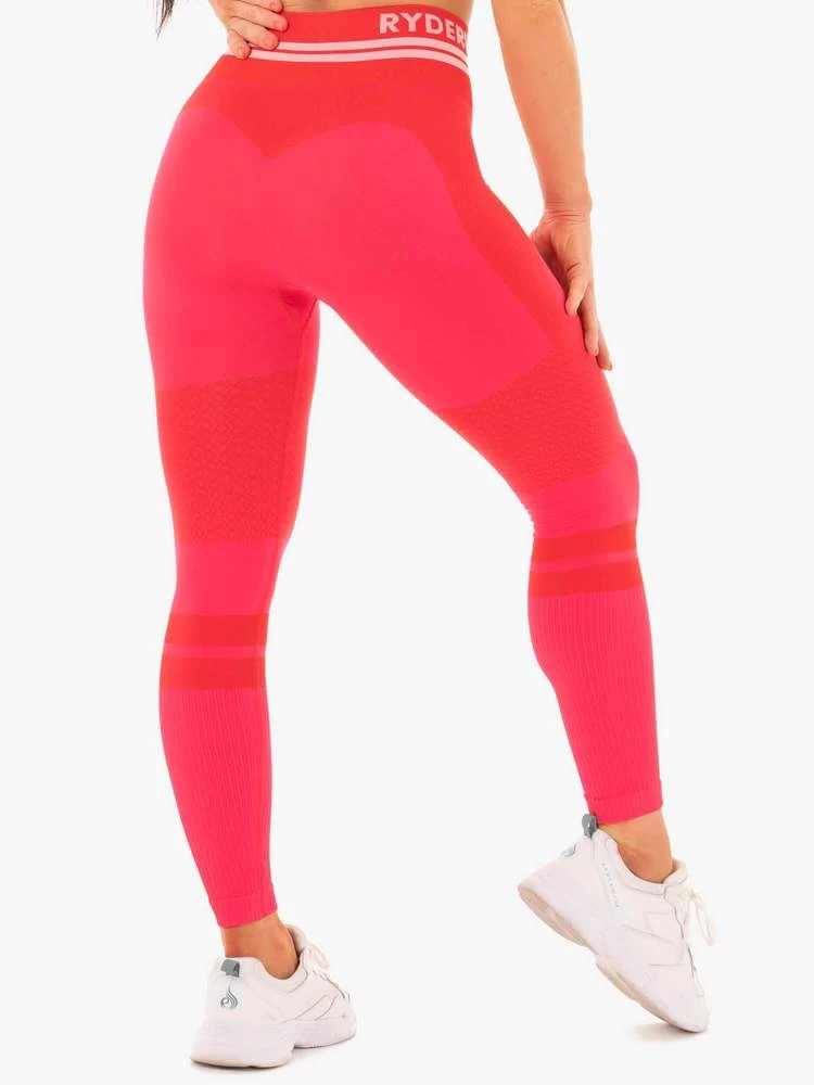 Ryderwear Freestyle Seamless High Waisted Leggings - Red 3 Ryderwear Freestyle Seamless High Waisted Leggings - Red - Image 3