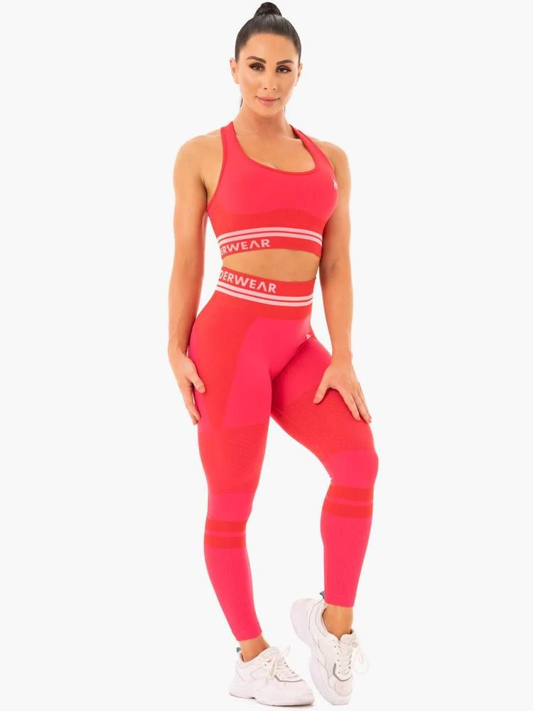 Ryderwear Freestyle Seamless High Waisted Leggings - Red 7 Ryderwear Freestyle Seamless High Waisted Leggings - Red - Image 7