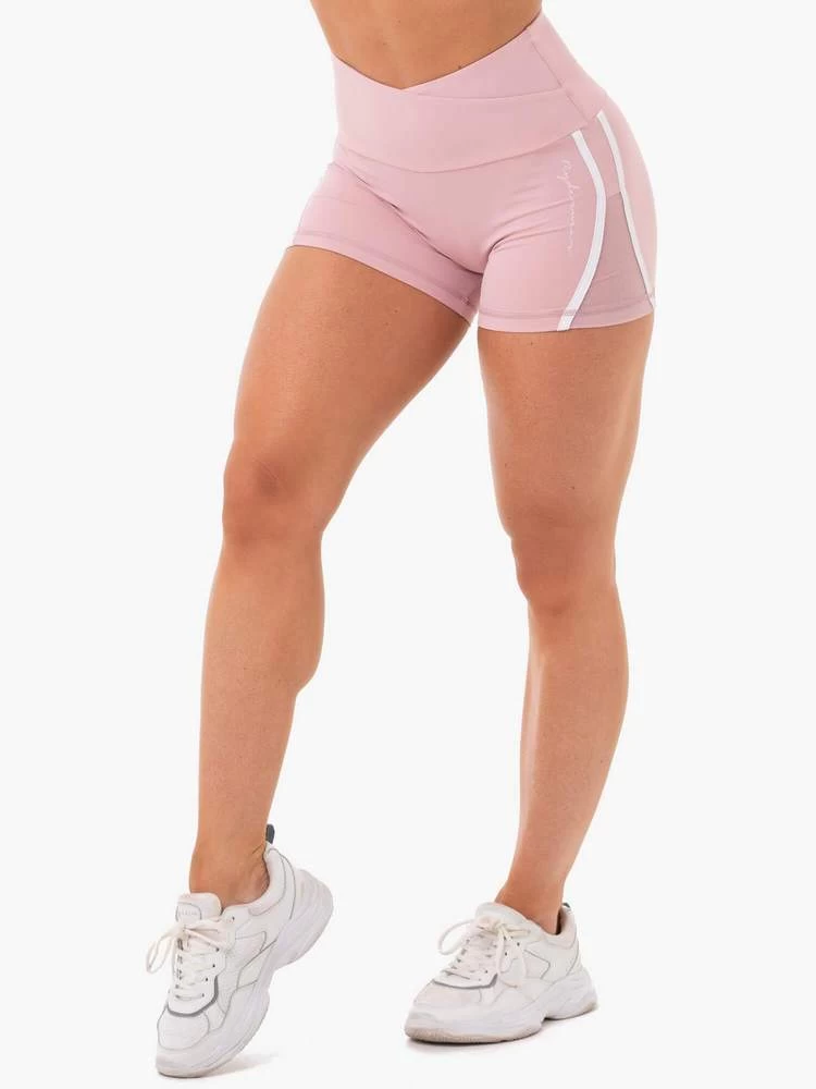 Ryderwear Collide High Waisted Booty Shorts - Dusty Pink 1 Ryderwear Collide High Waisted Booty Shorts - Dusty Pink