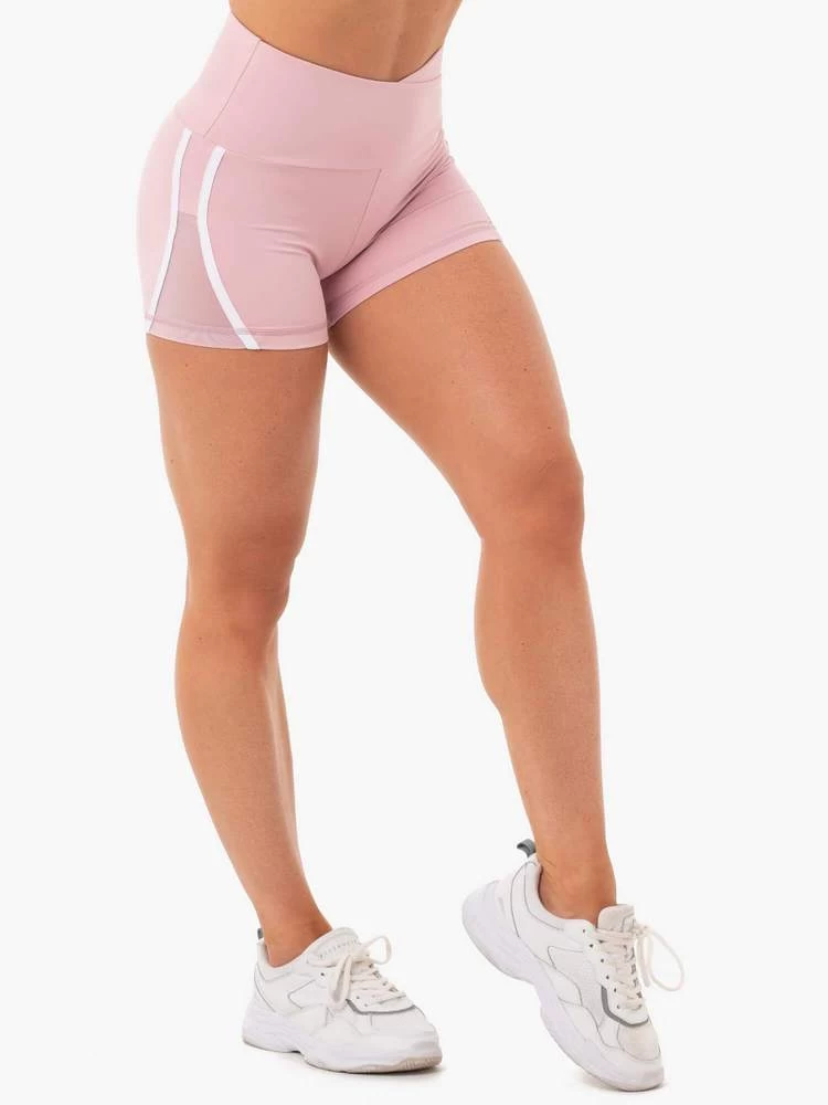 Ryderwear Collide High Waisted Booty Shorts - Dusty Pink 4 Ryderwear Collide High Waisted Booty Shorts - Dusty Pink - Image 4