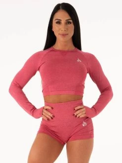Ryderwear Seamless Long Sleeve Crop - Hot Pink Marl