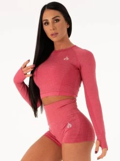 Ryderwear Seamless Long Sleeve Crop - Hot Pink Marl -Ryderwear HOT PINK CROP TOP 0002 2 1000x1000 6e2af849 2c9b 45a5 8ffb ba987c2460ee