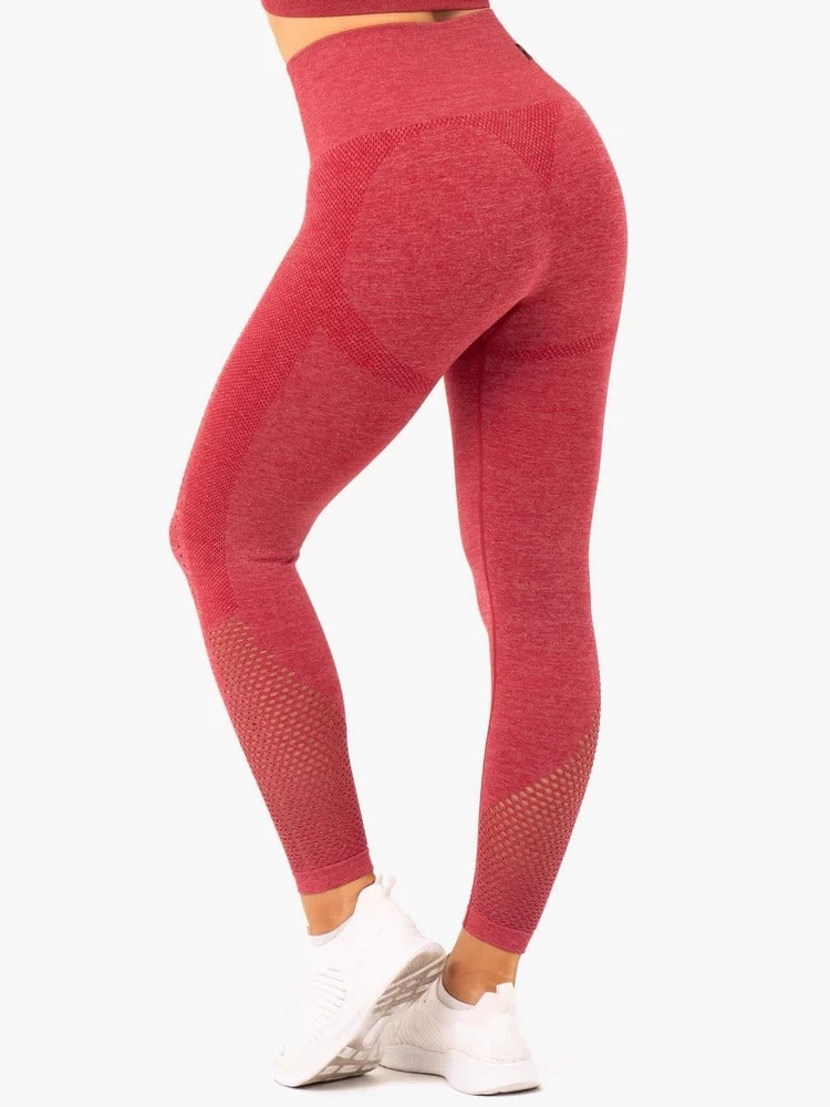 Ryderwear Seamless Staples Leggings - Cherry Red Marl 2 Ryderwear Seamless Staples Leggings - Cherry Red Marl - Image 2