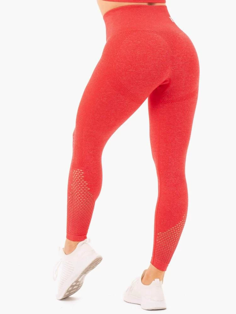 Ryderwear Seamless Staples Leggings - Red Marl 2 Ryderwear Seamless Staples Leggings - Red Marl - Image 2