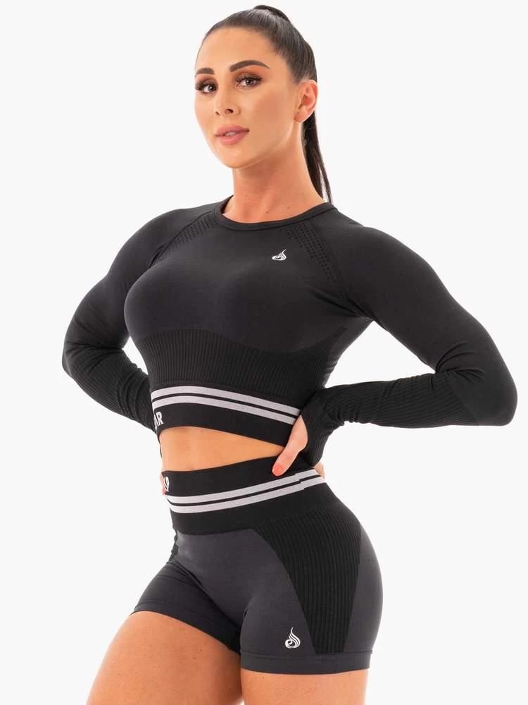 Ryderwear Freestyle Seamless Long Sleeve Crop - Black 3 Ryderwear Freestyle Seamless Long Sleeve Crop - Black - Image 3