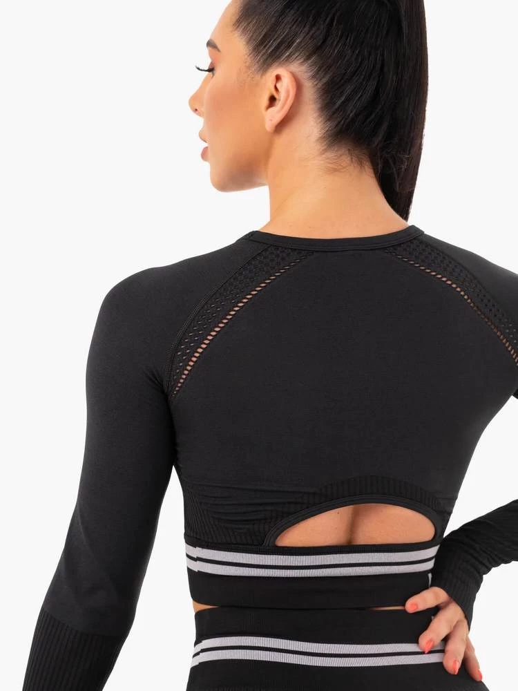 Ryderwear Freestyle Seamless Long Sleeve Crop - Black 4 Ryderwear Freestyle Seamless Long Sleeve Crop - Black - Image 4