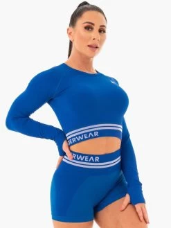 Ryderwear Freestyle Seamless Long Sleeve Crop - Blue -Ryderwear LONGSLEEVECROP BLUE 4 1000x1000 cae38e34 1a32 4935 9d21 9af0c402e4fe