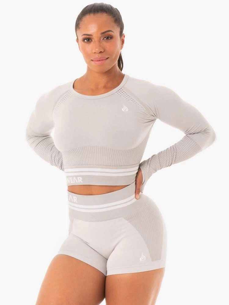 Ryderwear Freestyle Seamless Long Sleeve Crop - Grey 4 Ryderwear Freestyle Seamless Long Sleeve Crop - Grey - Image 4