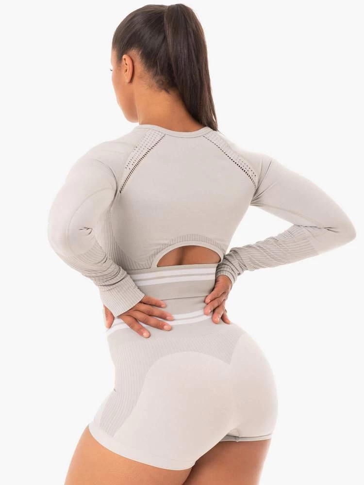 Ryderwear Freestyle Seamless Long Sleeve Crop - Grey 5 Ryderwear Freestyle Seamless Long Sleeve Crop - Grey - Image 5