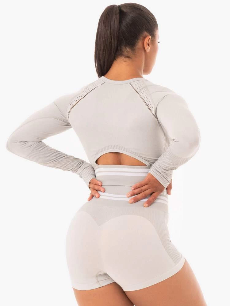 Ryderwear Freestyle Seamless Long Sleeve Crop - Grey 2 Ryderwear Freestyle Seamless Long Sleeve Crop - Grey - Image 2