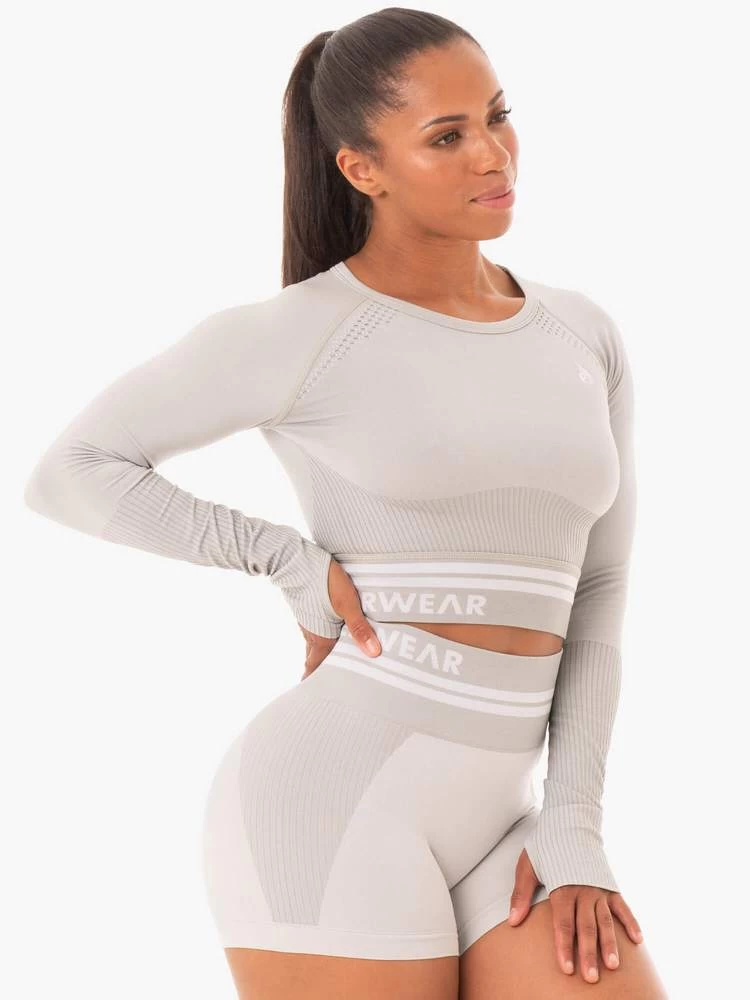 Ryderwear Freestyle Seamless Long Sleeve Crop - Grey 7 Ryderwear Freestyle Seamless Long Sleeve Crop - Grey - Image 7