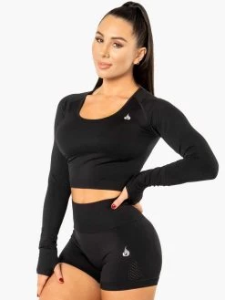 Ryderwear Electra Seamless Long Sleeve Crop - Black 8 Ryderwear Electra Seamless Long Sleeve Crop - Black -Ryderwear LONGSLEEVECROPTOP BLACK 3 1000x1000 ef07a8b4 eb45 4bee a593 a0d508b99d98