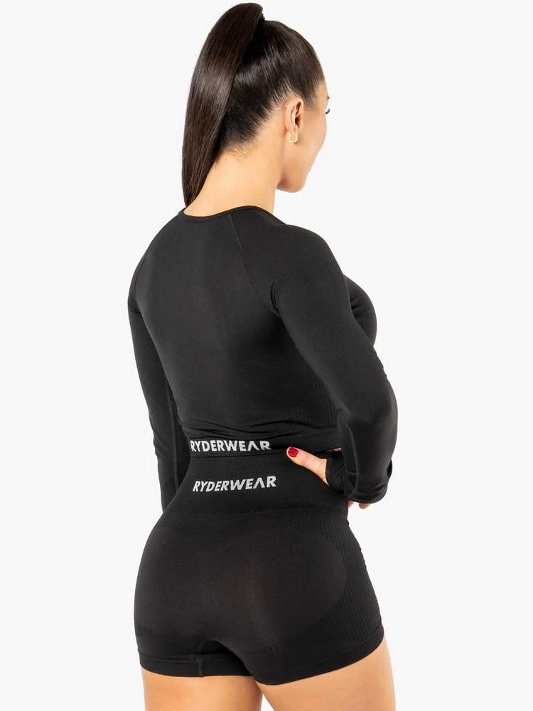 Ryderwear Electra Seamless Long Sleeve Crop - Black 4 Ryderwear Electra Seamless Long Sleeve Crop - Black - Image 4