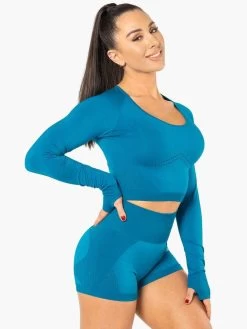 Ryderwear Electra Seamless Long Sleeve Crop - Electric Blue 9 Ryderwear Electra Seamless Long Sleeve Crop - Electric Blue -Ryderwear LONGSLEEVECROPTOP ELECTRICBLUE 5 1000x1000 d585f6f6 7d4a 421f 8e17 4538b571c776
