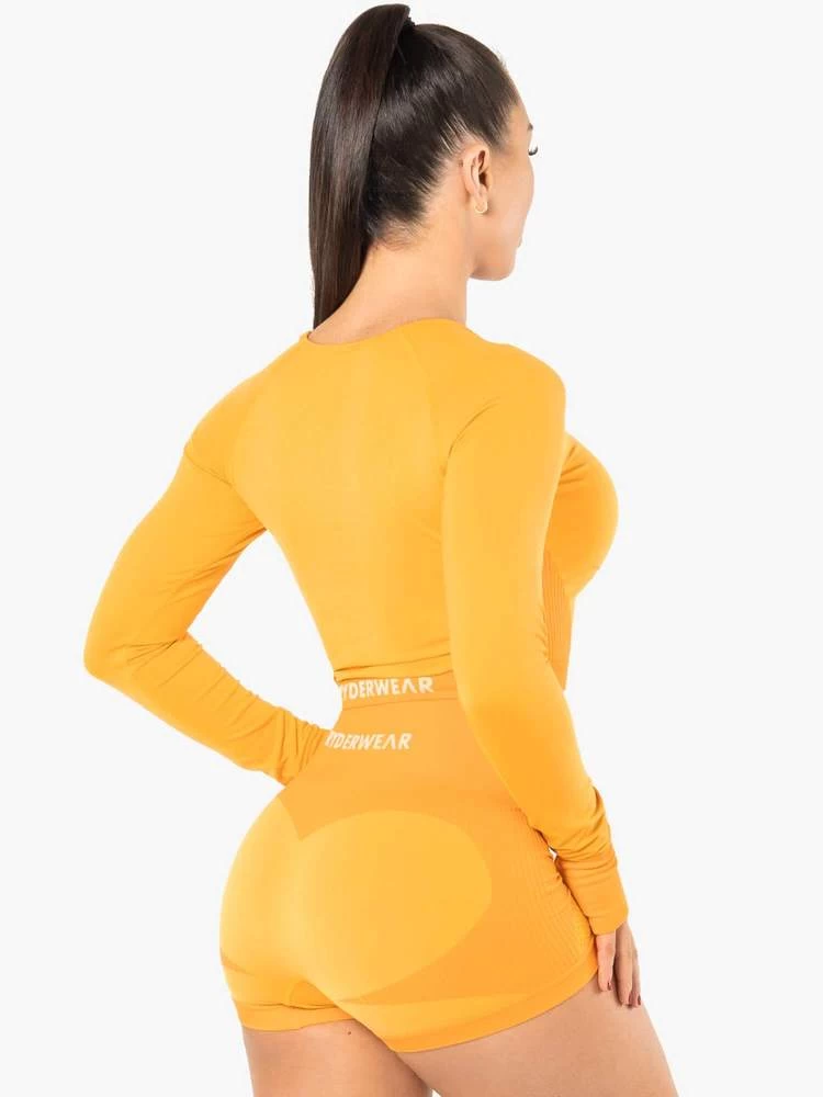 Ryderwear Electra Seamless Long Sleeve Crop - Electric Yellow 5 Ryderwear Electra Seamless Long Sleeve Crop - Electric Yellow - Image 5