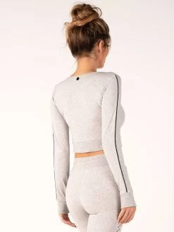 Ryderwear BSX Cropped Sweater - Grey Marle -Ryderwear LS TOP GREY 0003 3 1000x1000 6d1ddbc4 5d5f 4995 85d8 6435dd7574de