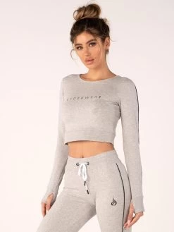 Ryderwear BSX Cropped Sweater - Grey Marle -Ryderwear LS TOP GREY 0004 4 1000x1000 8b79aca7 f31e 460d aeb0 4c3acbd601aa