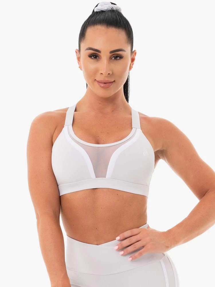 Ryderwear Collide Mesh Contour Sports Bra - Pebble Grey 1 Ryderwear Collide Mesh Contour Sports Bra - Pebble Grey