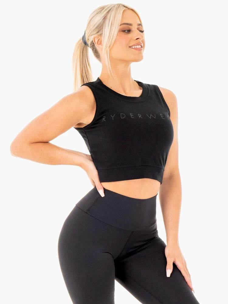 Ryderwear Motion Crop Top - Black 1 Ryderwear Motion Crop Top - Black