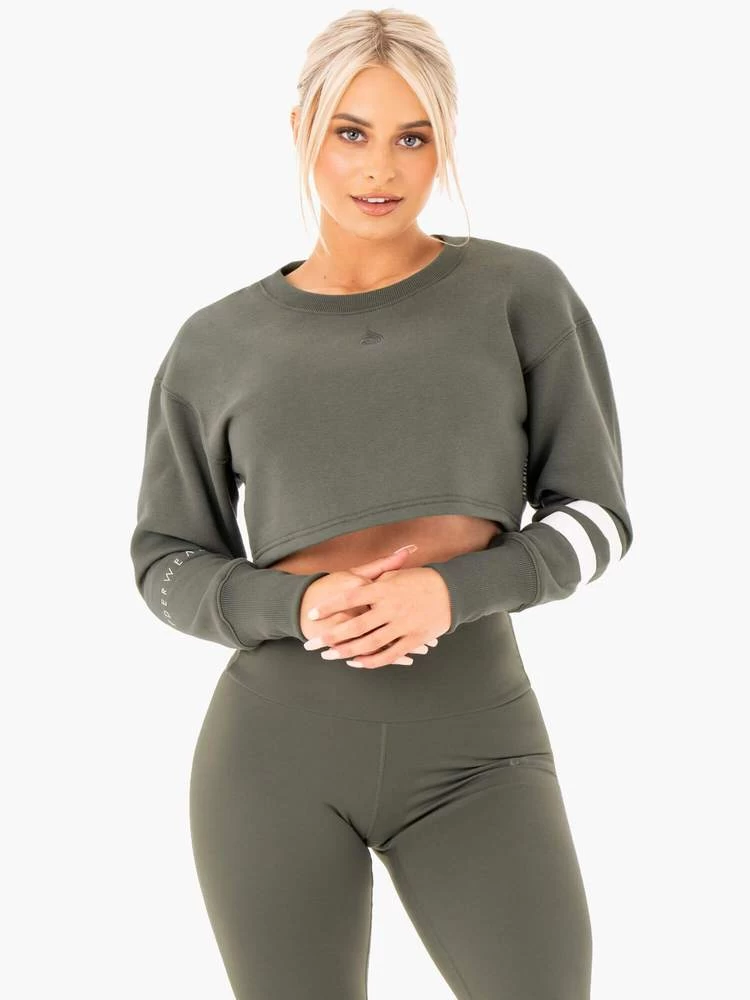 Ryderwear Motion Cropped Sweater - Khaki 3 Ryderwear Motion Cropped Sweater - Khaki - Image 3