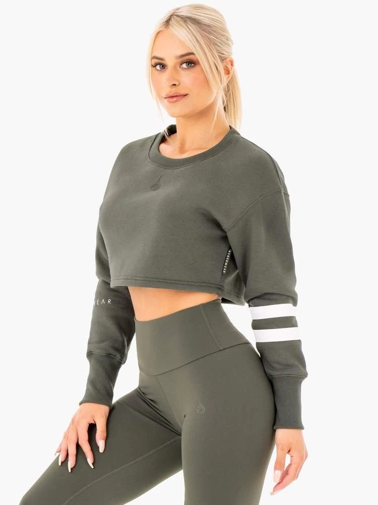 Ryderwear Motion Cropped Sweater - Khaki 4 Ryderwear Motion Cropped Sweater - Khaki - Image 4