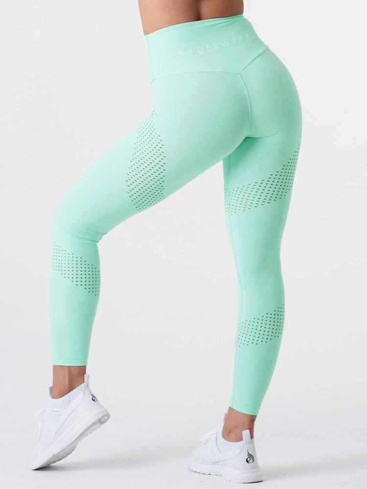 Ryderwear Pastels High Waisted Leggings - Mint 2 Ryderwear Pastels High Waisted Leggings - Mint - Image 2
