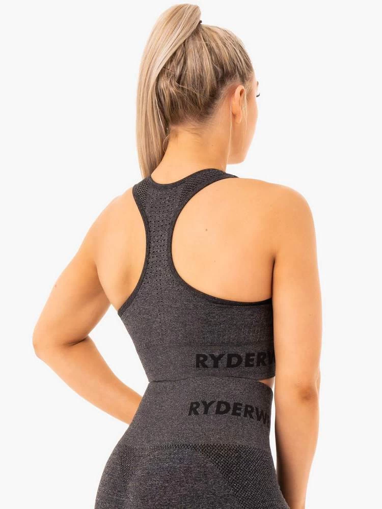 Ryderwear Seamless Staples Sports Bra - Charcoal Marl 2 Ryderwear Seamless Staples Sports Bra - Charcoal Marl - Image 2