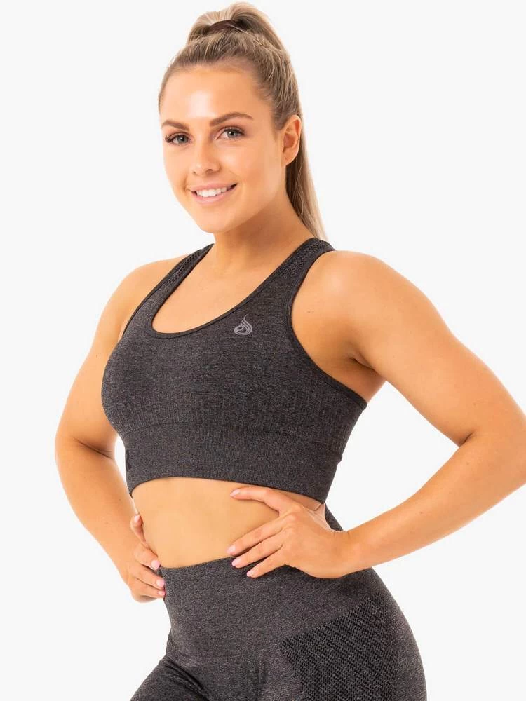 Ryderwear Seamless Staples Sports Bra - Charcoal Marl 3 Ryderwear Seamless Staples Sports Bra - Charcoal Marl - Image 3