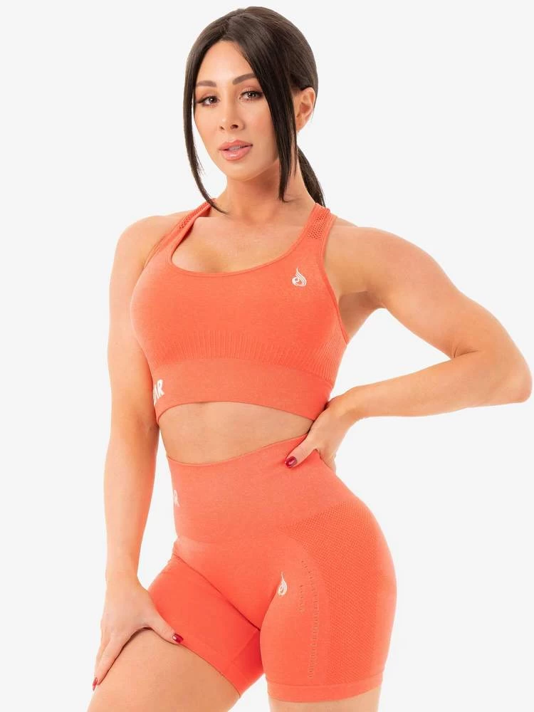 Ryderwear Seamless Staples Sports Bra - Orange Marl 1 Ryderwear Seamless Staples Sports Bra - Orange Marl