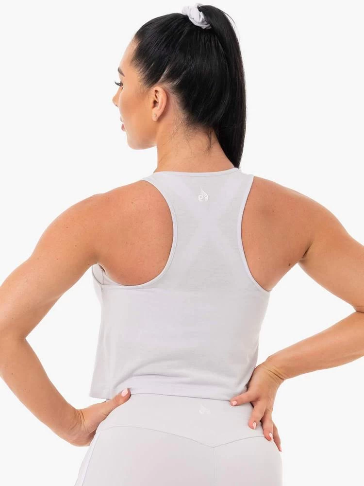 Ryderwear Collide Tied Up Cropped Tank - Pebble Grey 2 Ryderwear Collide Tied Up Cropped Tank - Pebble Grey - Image 2