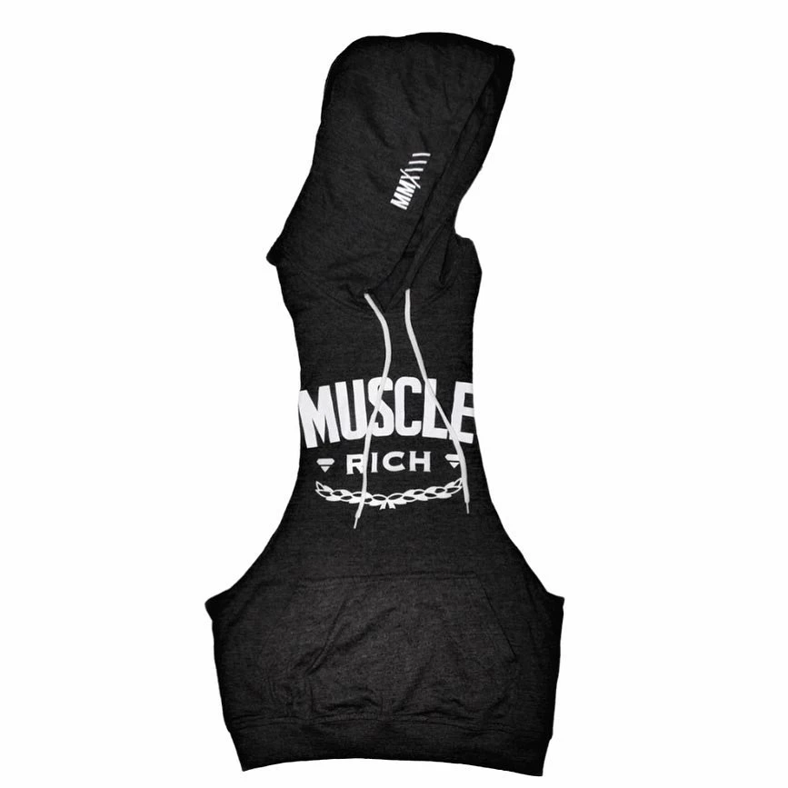 MuscleRich Exclusive Cutoff Swish Hoodie - Charcoal 2 MuscleRich Exclusive Cutoff Swish Hoodie - Charcoal - Image 2