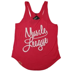 Muscle League Womens Style Tank - Pink/White